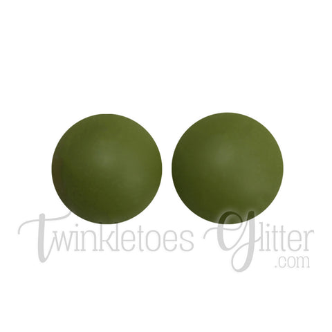 15mm Round Silicone Beads ~ Pickle Green