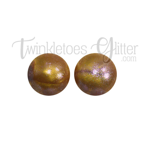 15mm Round Opal Silicone Beads ~ Metallic Gold