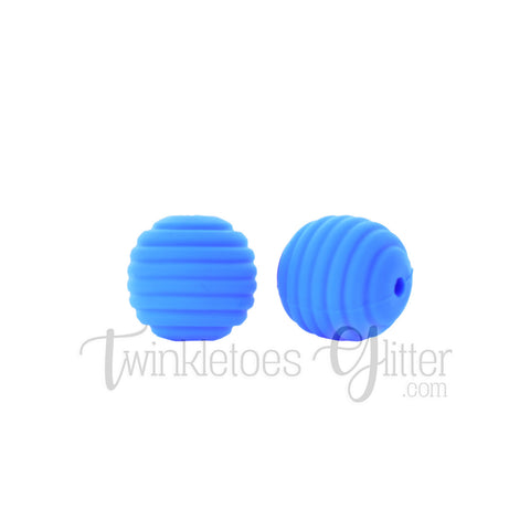 15mm Round Silicone Beehive Beads ~ China Blue