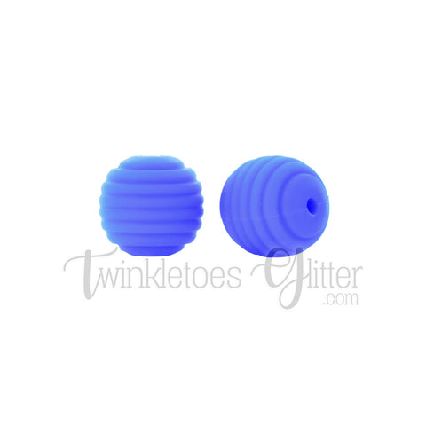 15mm Round Silicone Beehive Beads ~ Cornflower Blue
