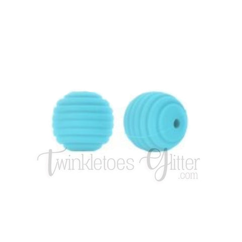 15mm Round Silicone Beehive Beads ~ Baby Blue