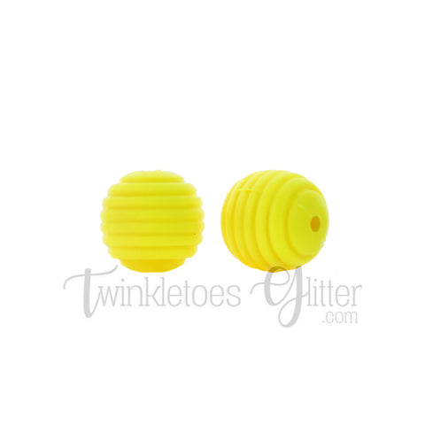 15mm Round Silicone Beehive Beads ~ Bright Yellow
