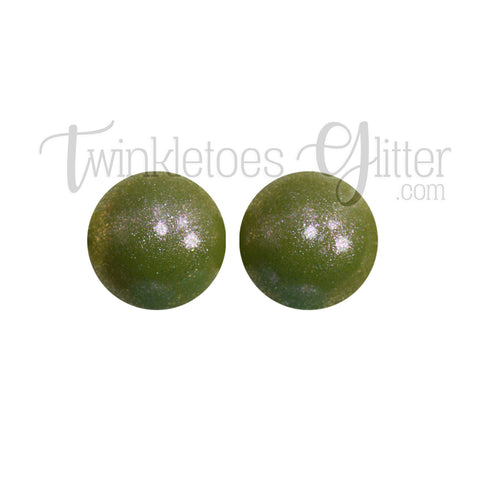 15mm Round Opal Silicone Beads ~ Olive Green