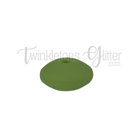12mm Lentil Silicone Spacer Beads ~ Olive Green