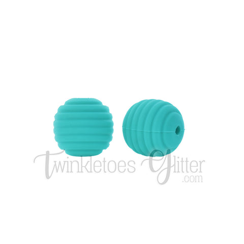 15mm Round Silicone Beehive Beads ~ Turquoise
