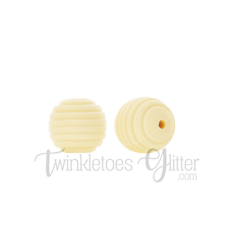 15mm Round Silicone Beehive Beads ~ Ivory
