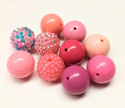 Bubblegum 20mm Bead Mix ~ Shades of Pink