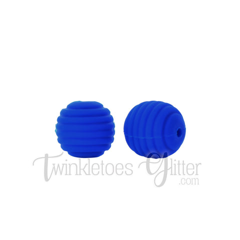 15mm Round Silicone Beehive Beads ~ Azure Blue