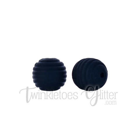 15mm Round Silicone Beehive Beads ~ Solid Black