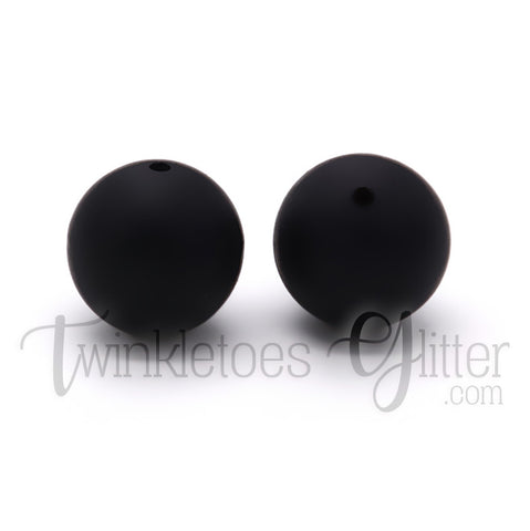 15mm Round Silicone Beads ~ Solid Black