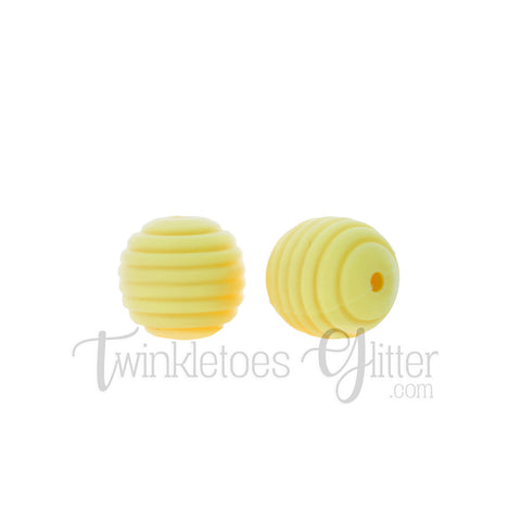 15mm Round Silicone Beehive Beads ~ Custard Yellow