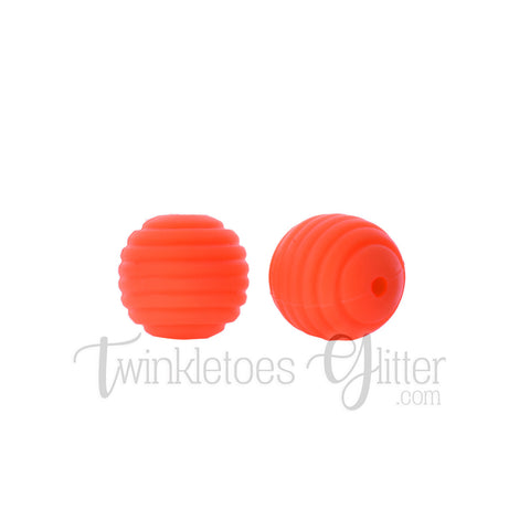 15mm Round Silicone Beehive Beads ~ Tangerine