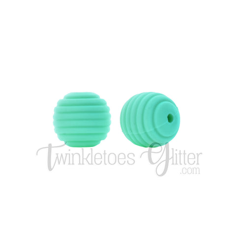 15mm Round Silicone Beehive Beads ~ Seafoam