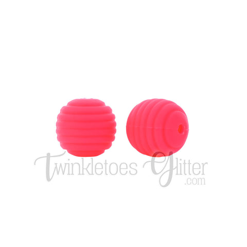 15mm Round Silicone Beehive Beads ~ Shocking Pink