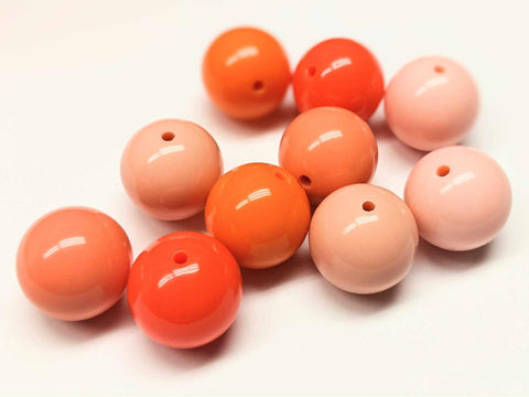 Bubblegum 20mm Bead Mix ~ Shades of Orange