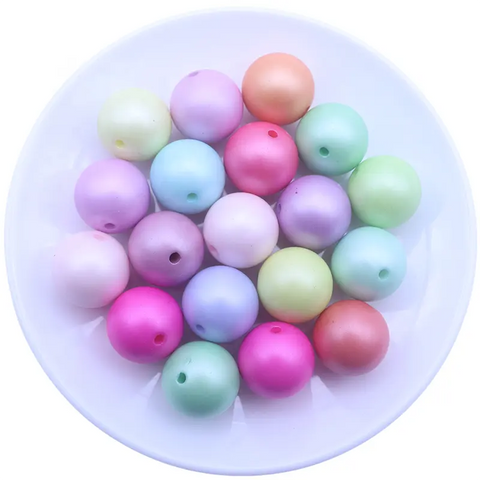 Bubblegum 20mm Beads ~ Matte Pastel Pearl Mix