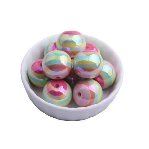 Bubblegum 20mm Bead Mix ~ UV Pastel Rainbow Rounds