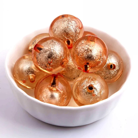20mm Acrylic Bubblegum Beads ~ GOLD Silver Foil Rounds