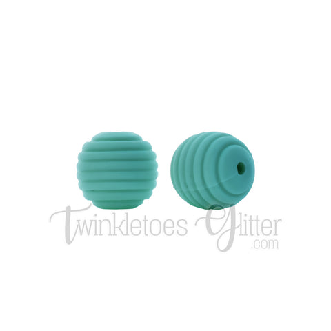 15mm Round Silicone Beehive Beads ~ Celeste Blue