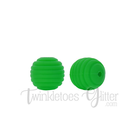 15mm Round Silicone Beehive Beads ~ Summer Green