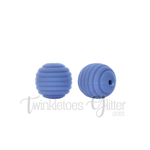 15mm Round Silicone Beehive Beads ~ Blue Grey