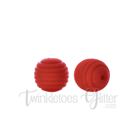 15mm Round Silicone Beehive Beads ~ Chili Red