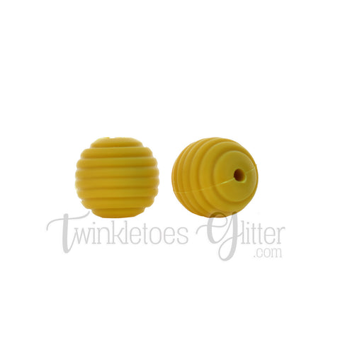 15mm Round Silicone Beehive Beads ~ Mustard