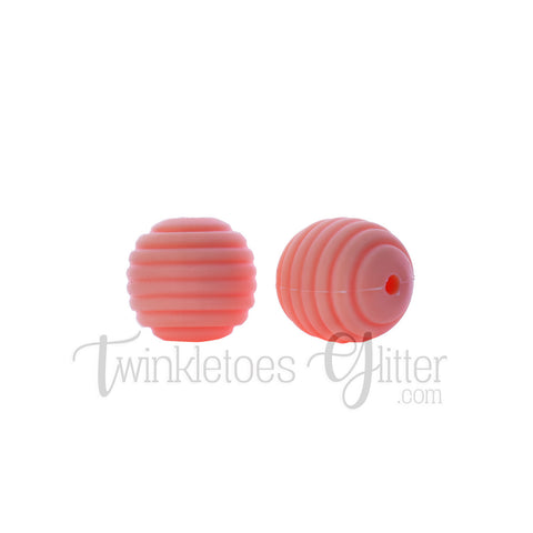 15mm Round Silicone Beehive Beads ~ Peach