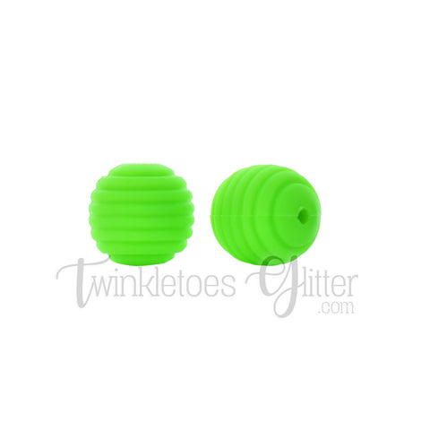 15mm Round Silicone Beehive Beads ~ Chartreuse