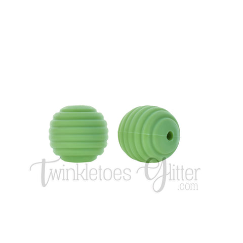 15mm Round Silicone Beehive Beads ~ Sage
