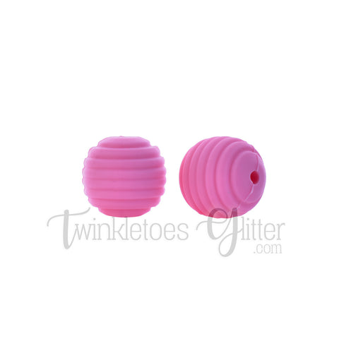 15mm Round Silicone Beehive Beads ~ Vintage Pink