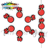 Red Ball Ornament w/Bow Silicone Focal Bead