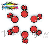 Red Ball Ornament w/Bow Silicone Focal Bead