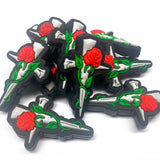 Nail Cross w/Roses Silicone Focal Bead