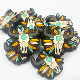 Western Skull w/Flowers Silicone Focal Bead