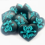 Dog Mom in Heart Silicone Focal Bead  ~ 5 Colors