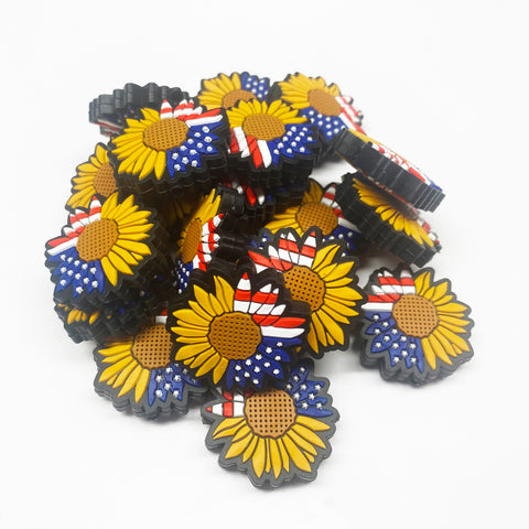 Flag Sunflower Silicone Focal Bead