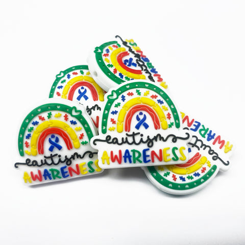 Austism Awareness Rainbow Silicone Focal Bead