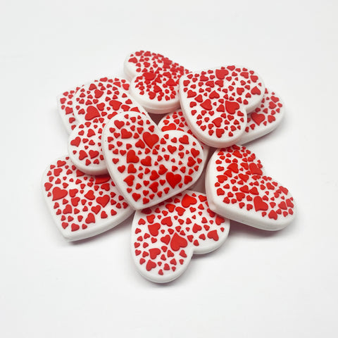Heart Dotted Heart Silicone Focal Bead