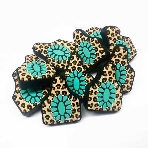 Animal Print Western Cow Tag Silicone Focal Bead