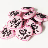 Dog Mom in Heart Silicone Focal Bead  ~ 5 Colors