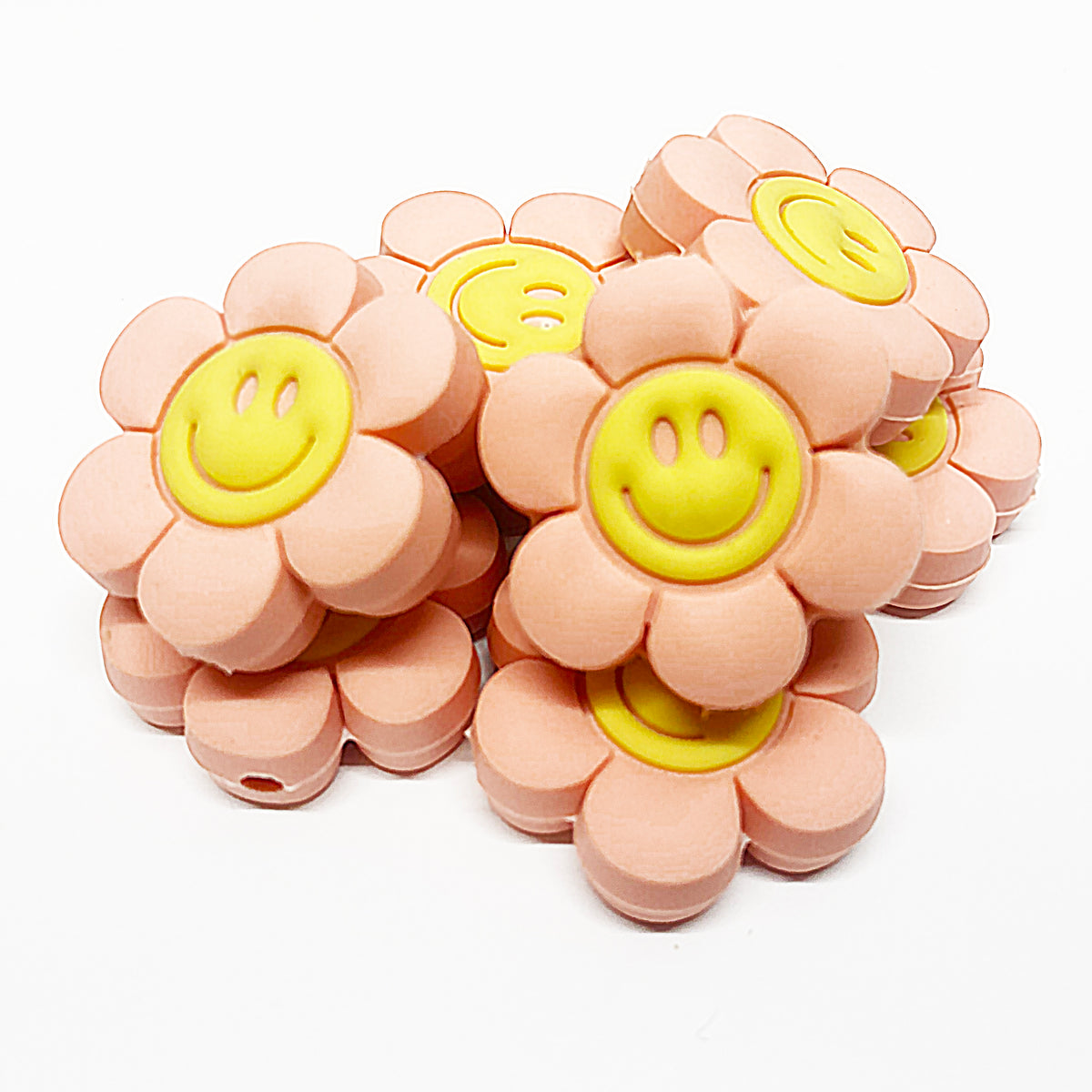Focal Beads Flower Smiley Face Beads Happy Face In Flower Colors