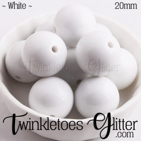20mm Solid Acrylic Beads ~ White