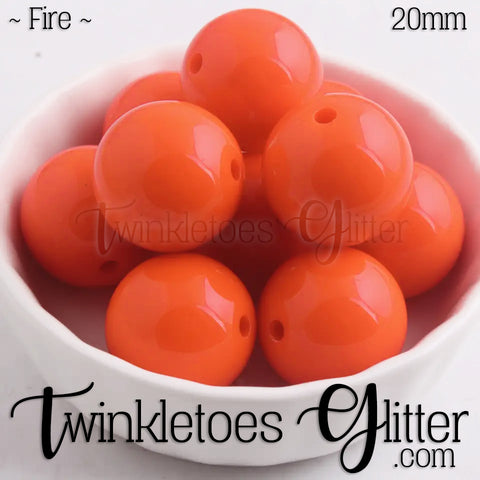 20mm Solid Acrylic Beads ~ Fire