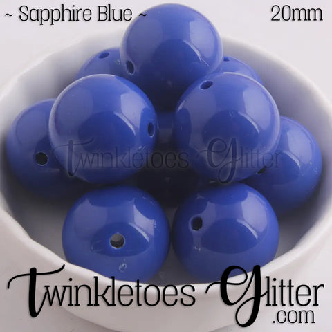 20mm Solid Acrylic Beads ~ Sapphire Blue