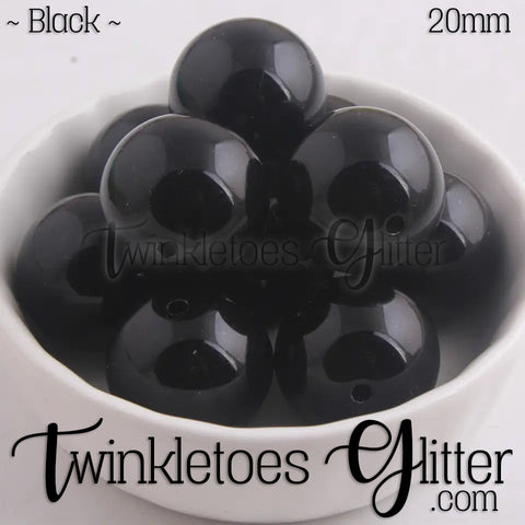 20mm Solid Acrylic Beads ~ Black
