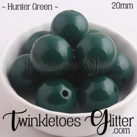 20mm Solid Acrylic Beads ~ Hunter Green