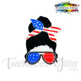 Mom w/USA Ribbon Silicone Focal Bead