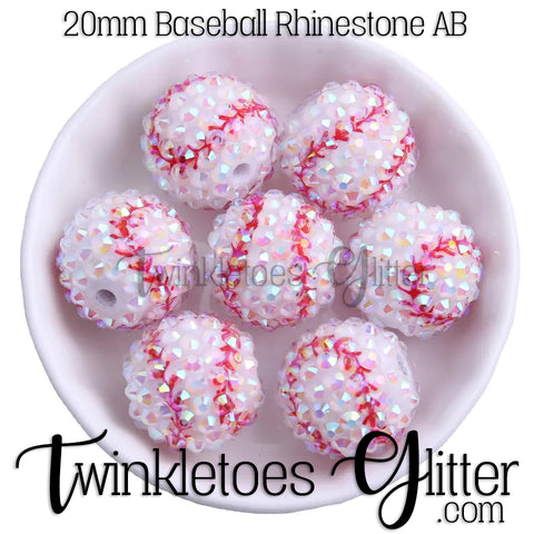 Bubblegum 20mm Bead Mix ~ AB Baseball Rhinestone