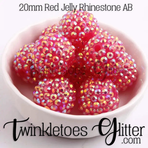 Bubblegum 20mm Bead Mix ~ AB Jelly Red Rhinestone